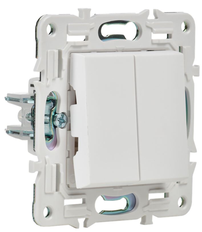 

Переключатель двухклавишный IEK SK-V23-0-10-K01 SKANDY 10А SK-V06W Арктический белый, SK-V23-0-10-K01