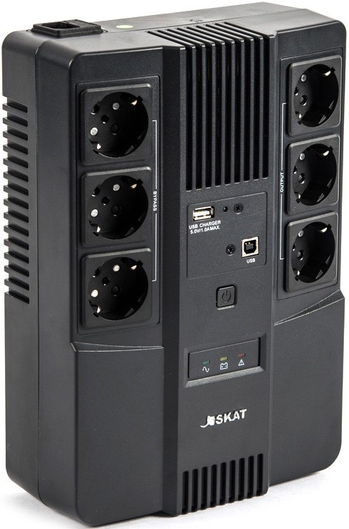 

Источник бесперебойного питания Бастион SKAT-UPS 600 AI 220В 360Вт 1АКБ 7Ач внутр. меандр. стаб-ция напр-я. 6 выходов, SKAT-UPS 600 AI