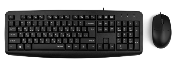 Изображение товара Комплект клавиатура и мышь Rapoo NX1600 проводной USB черный