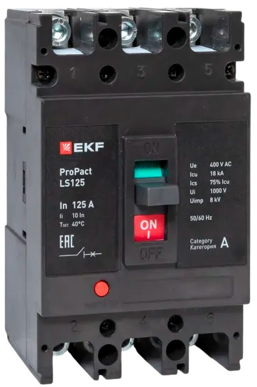 Изображение товара Автоматический выключатель EKF mccb-125-18-3-125-ls литой корпус