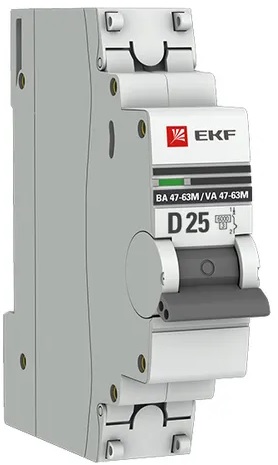 

Автоматический выключатель EKF mcb4763m-6-1-25D-pro 1P 25А (D) 6кА ВА 47-63M без теплового расцепителя PROxima, mcb4763m-6-1-25D-pro