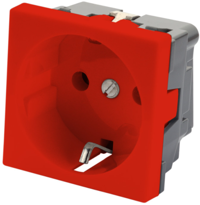 

Розетка Eurolan 16V-10-04RD 2P+E немецкий стандарт 45×45 мм, без шторок, красный, 16V-10-04RD