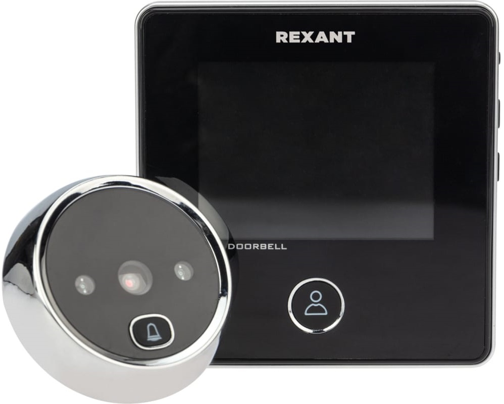 

Видеоглазок Rexant 45-1113 дверной (DV-113) с цветным LCD-дисплеем 2.8" с функцией звонка и записи фото, встроенный аккумулятор, 45-1113