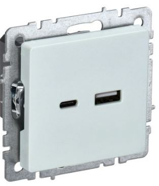 Изображение товара Розетка USB IEK BR-U22-018-K36 для встраиваемой установки