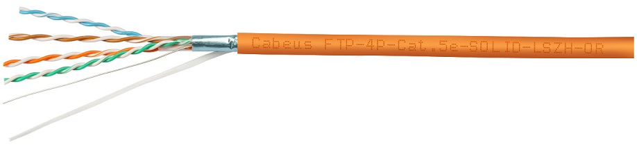 

Кабель витая пара F/UTP 5e кат. 4 пары Cabeus FTP-4P-Cat.5e-SOLID-LSZH 24AWG(0.51 мм), медь, одножильный (solid), внутренний, LSZH, оранжевый, уп/305м, FTP-4P-Cat.5e-SOLID-LSZH