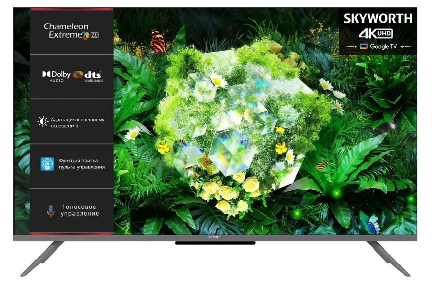 

Телевизор Skyworth 43G66G LED 43" Google TV Frameless черный/серый 4K Ultra HD 60Hz DVB-T DVB-T2 DVB-C DVB-S DVB-S2 USB WiFi Smart TV, 43G66G