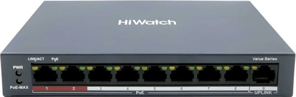 Изображение товара Коммутатор HiWatch DS-S1008GP с поддержкой PoE