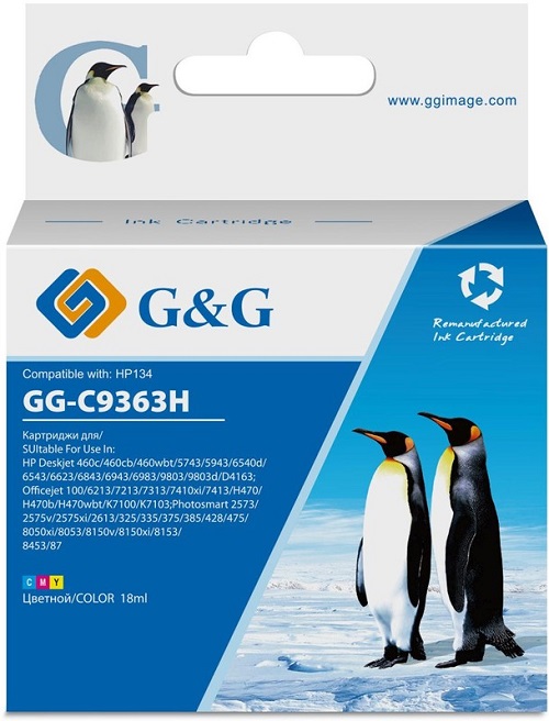 

Картридж G&G GG-C9363HE 134 к DJ 6543/5743/5740/6843, PS 325/375/8153/8453, color (14ml), GG-C9363HE