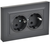 фото Розетка двухместная с заземлением  IEK BR-R27-16-K53-F