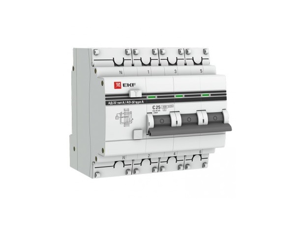 

Автомат дифференциальный EKF DA32-25-30-4P-pro 3п+N C 25А 30мА тип AC 4.5кА АД-32 PROxima, DA32-25-30-4P-pro