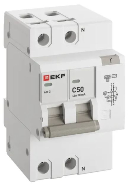 Изображение товара Автомат EKF PROxima DA2-6-50-30-pro 230В 2 полюса 50А 30мА
