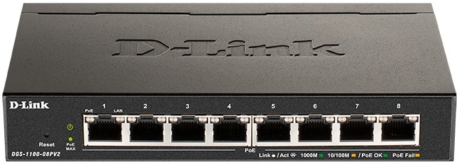 

Коммутатор настраиваемый D-link DGS-1100-08PV2/A3A 8x10/100/1000Base-T PoE,(PoE-бюджет 64Вт), L2, DGS-1100-08PV2/A3A