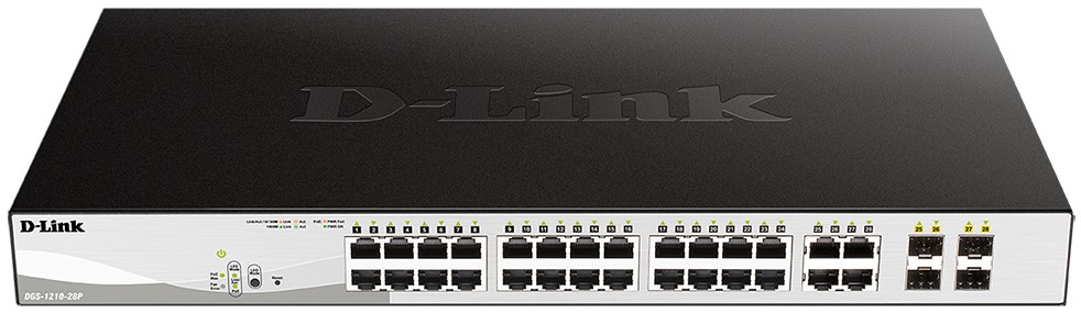 

Коммутатор управляемый D-link DGS-1210-28P/FL2A L2 PoE, 24x1000Base-T PoE, 4xCombo 1000Base-T/SFP, PoE-бюджет 193 Вт, защита от статического электричества до 6 кВ, CLI, DGS-1210-28P/FL2A