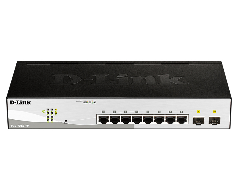 

Коммутатор управляемый D-link DGS-1210-10/FL 8x10/100/1000Base-T, 2x1000Base-X SFP, L2, 19”, DGS-1210-10/FL