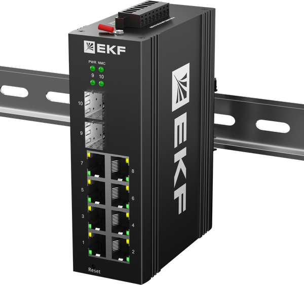 

Коммутатор промышленный управляемый EKF TSX-ML2-2GH/SFP-8GT уровня L2 2 порта 2.5G Base-X SFP 8 портов 10/100/1000Base-T(X) RJ45 монтаж на DIN-рейку T, TSX-ML2-2GH/SFP-8GT