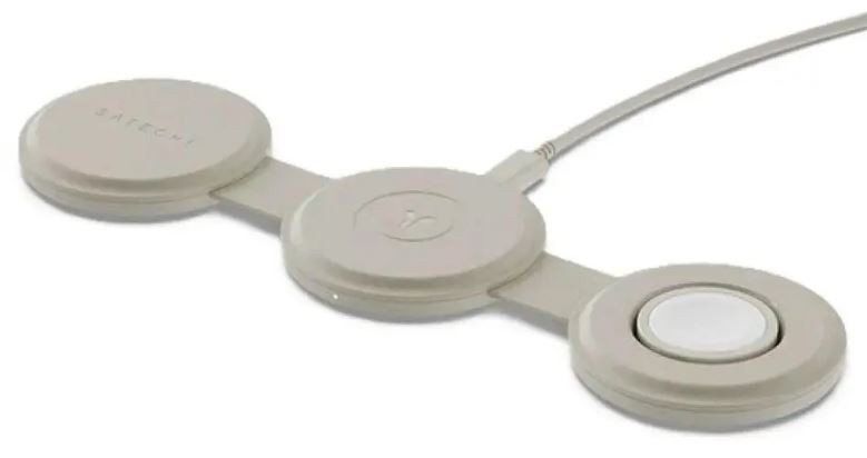 

Зарядное устройство беспроводное Satechi ST-QTG31W Qi2 OntheGo 3-in-1, песочный, ST-QTG31W