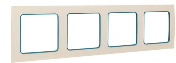 Изображение товара Рамка четверная EKF EAM-G-305-30 универсальная белая и синяя серия Стокгольм