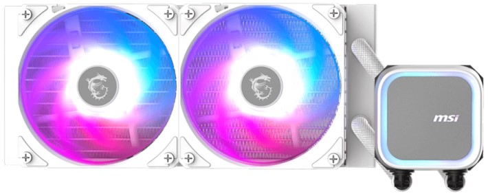 

Система охлаждения жидкостная MSI MAG CORELIQUID A13 240 WHITE LGA1700/1851/AM4/AM5 (2*120mm, 500-2000rpm, 62.6CFM, 20dBa), MAG CORELIQUID A13 240 WHITE