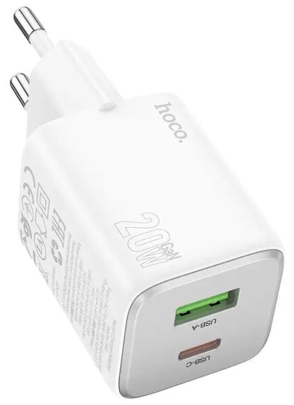 

Зарядное устройство сетевое Hoco N41 Almighty 20W 3A (PD+QC+AFC) USB-A/Type-C универсальное белый, N41 Almighty