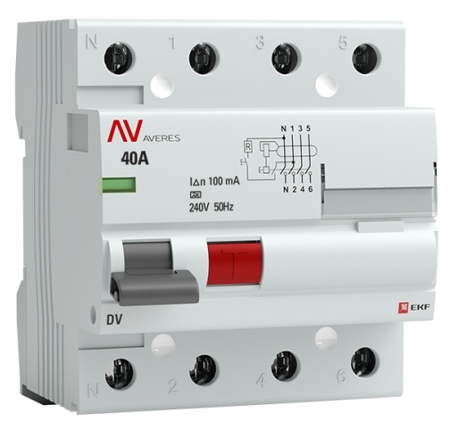 

УЗО EKF rccb-4-40-100-a-av DV 4P 40А/100мА (A) AVERES, rccb-4-40-100-a-av