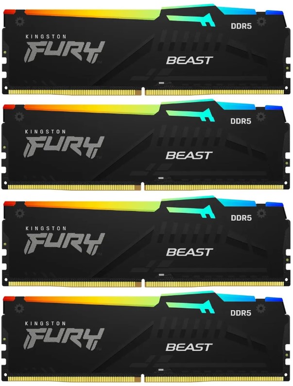

Модуль памяти DDR5 64GB (4*16GB) Kingston FURY KF552C40BBAK4-64 Beast RGB XMP PC5-41600 5200MHz 1RX8 CL40 1.25V 288-pin 16Gbit heatsink, KF552C40BBAK4-64