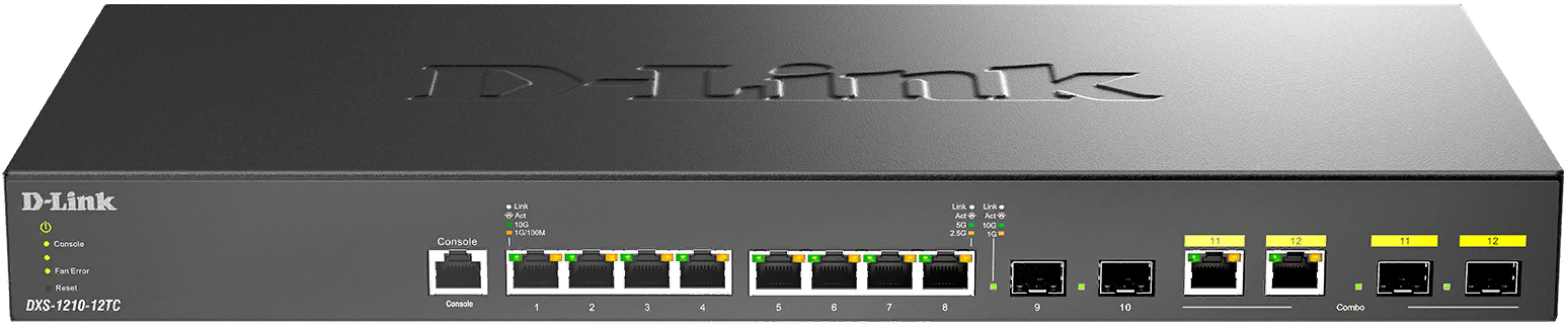 

Коммутатор D-link DXS-1210-12TC/B1A 8x10GBase-T, 2x10GBase-X SFP+, 2xCombo 10GBase-T/10GBase-X SFP+, L2+, 19", DXS-1210-12TC/B1A