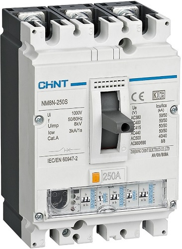 Изображение товара Автоматический выключатель CHINT NM8N 3-полюсный литой корпус 250 А
