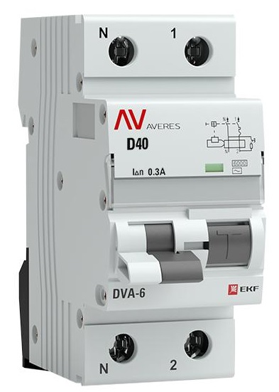 

Автомат дифференциальный EKF rcbo6-1pn-40D-300-ac-av DVA-6 1P+N 40А (D) 300мА (AC) 6кА AVERES, rcbo6-1pn-40D-300-ac-av