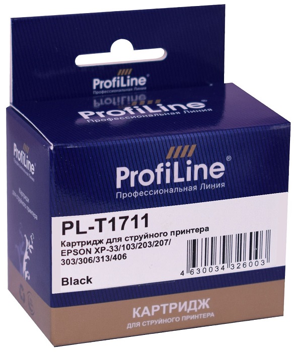 

Картридж ProfiLine PL_T1711_BK струйный для принтеров Epson Expression Home XP-33/XP-103/XP-203/XP-207/XP-303/XP-306/XP-313/XP-323/XP-403/XP-406/XP-41, PL_T1711_BK