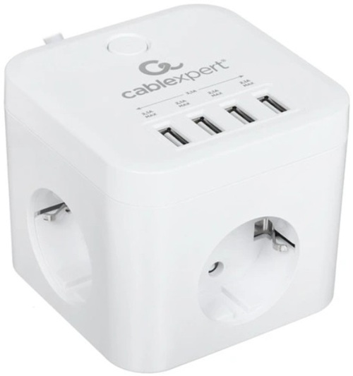 фото Сетевой фильтр  Cablexpert CUBE-3-U4-W-1.5