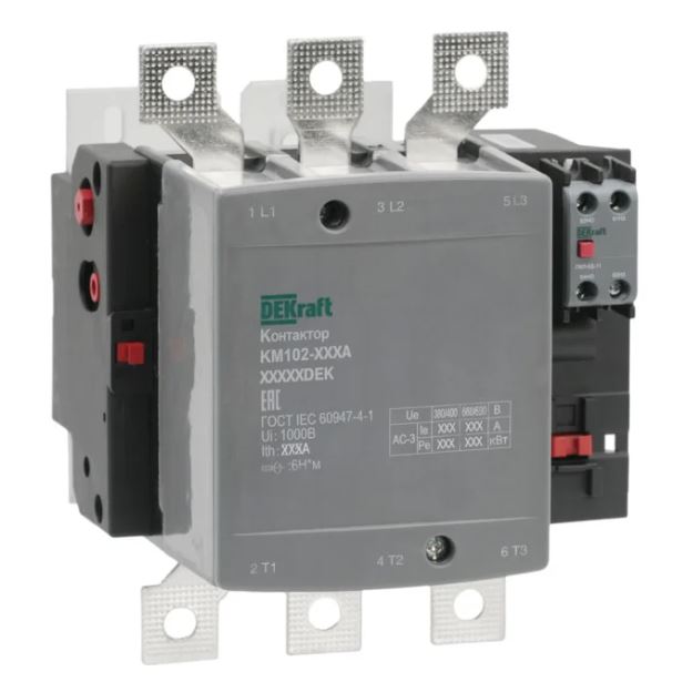 

Контактор DEKraft 21960DEK 265А 110В_АС АС3_ АС4 1НО+1НЗ КМ-102, 21960DEK