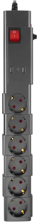 

Сетевой фильтр Buro 600SPRO-16-1.8-USB-G 1.8м (6 розеток) графитовый (коробка), 600SPRO-16-1.8-USB-G