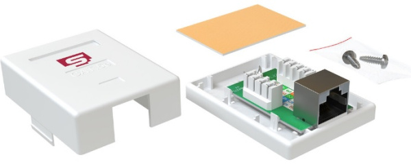 Изображение товара Настенная компьютерная розетка SYSMATRIX SB 15ES.WH категория 5е одна пара
