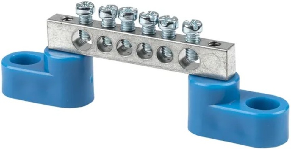 

Шина EKF sn1-63-06-2 "0" N (6x9мм) 6 отв. цинк 2 синих угловых изолятора, sn1-63-06-2