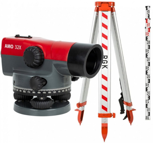 Изображение товара Оптический нивелир AMO 32X с комплектом и телескопической рейкой