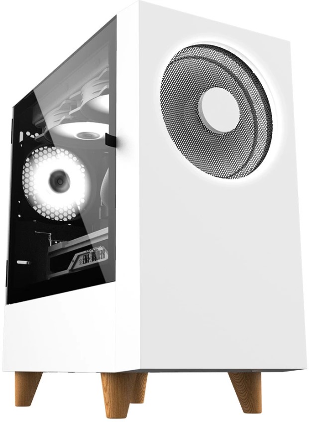 

Корпус mATX WIZMAX EM1 Woofer White без бп, боковая панель из закалённого стекла, USB 3.0, 2*USB 2.0, EM1 Woofer White