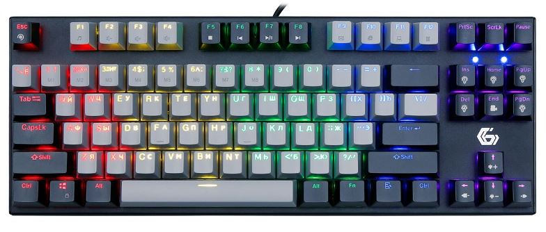 

Клавиатура Gembird KB-G600 проводная механическая, 87кл, Rainbow, красные свитчи, 1.8м, черная, KB-G600
