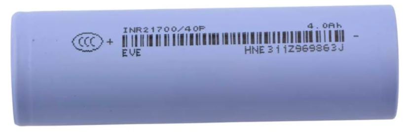 

Аккумулятор EVE INR21700/40P Li-ion (3.6 V, 4000 mAh, 50 A), INR21700/40P