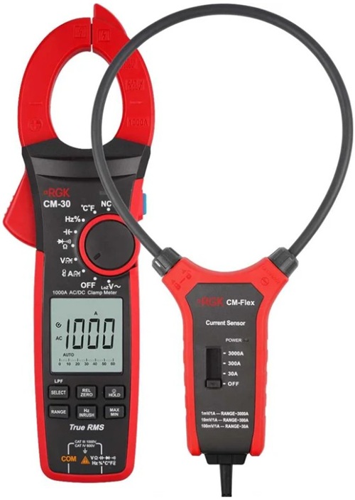 

Клещи RGK CM-30 721418 RGK токоизмерительные + токовый датчик CM-Flex, CM-30