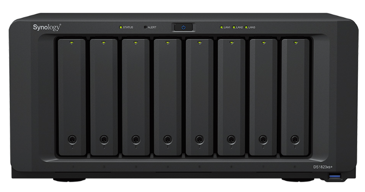 

Сетевой накопитель Synology DS1823XS+ 8x3.5/2.5" HDD/SSD SATA (2xNVMe), RAID JBOD/0/1/5/6/10, 2xRJ-45 1GbE LAN, 1xRJ-45 10GbE, 3xUSB3.2Gen1, 2xeSATA,, DS1823XS+