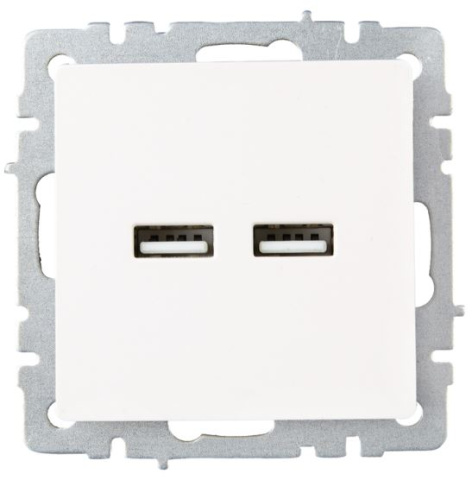 Изображение товара Розетка USB IEK BR-U21-D31-K36 для встраивания с двумя разъемами