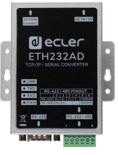 Изображение товара Преобразователь сетевых интерфейсов Ecler ETH232AD для Ethernet и RS-232/422/485