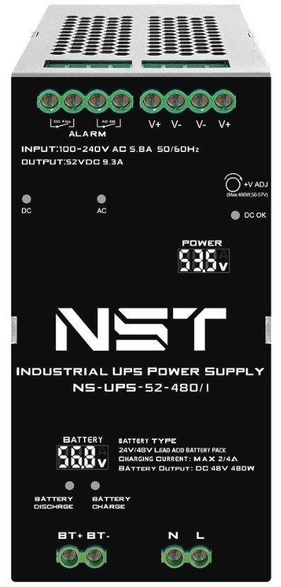 

Блок питания NST NS-UPS-52-480/I промышленный блок питания с функцией ИБП на 480W, NS-UPS-52-480/I