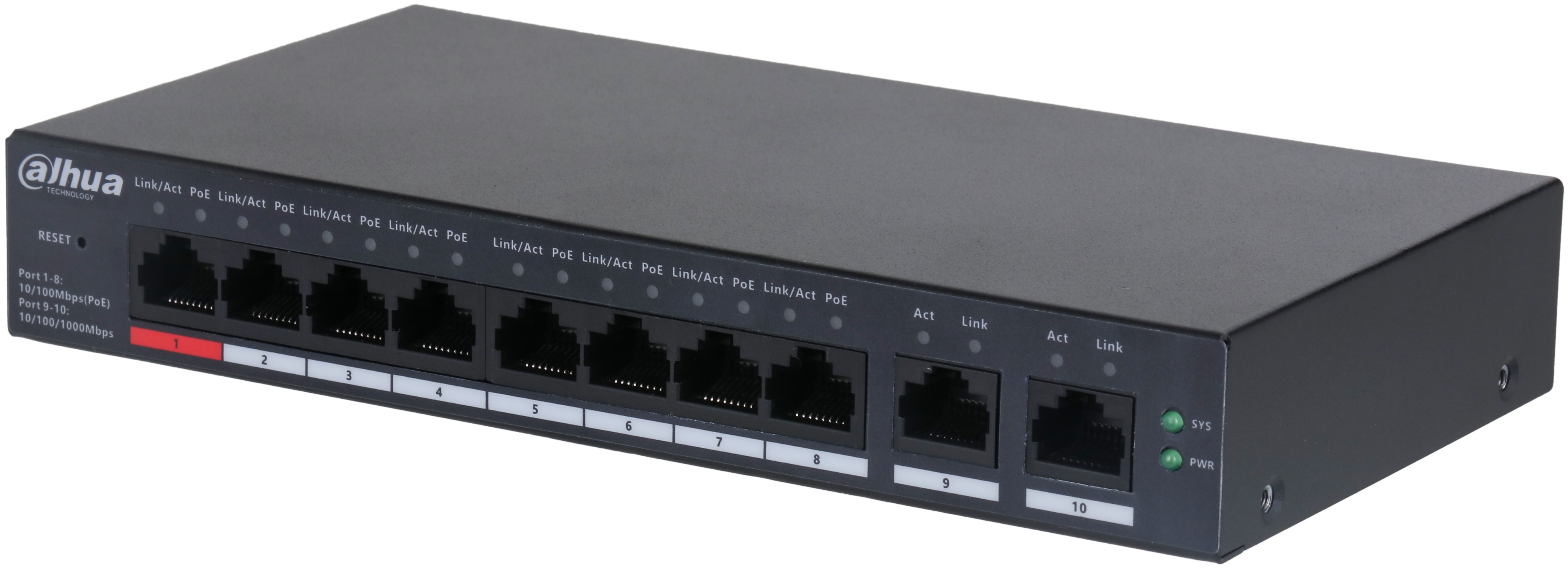 

Коммутатор Dahua DH-CS4010-8ET-110 8-портовый PoE с функцией облачного управления, DH-CS4010-8ET-110