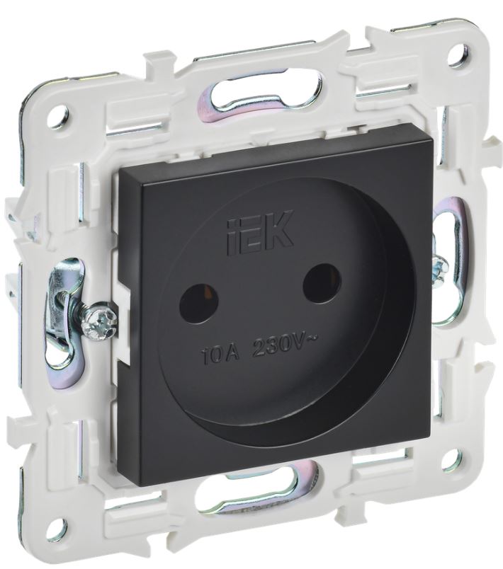 

Розетка без заземления IEK SK-R10-10-K02 SKANDY без защитных шторок 10А SK-R02Bl Черный, SK-R10-10-K02