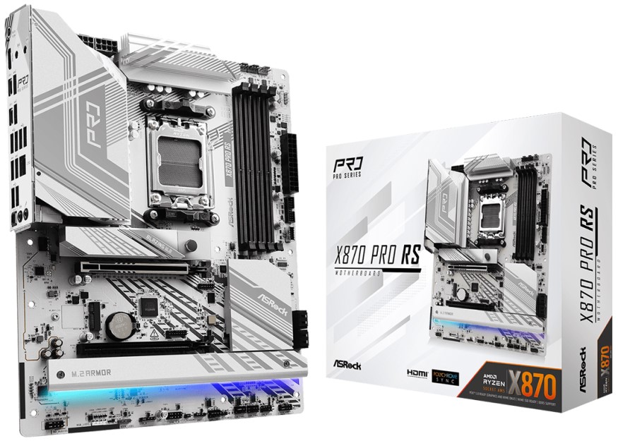 

Материнская плата ATX ASRock X870 PRO RS (AM5, X870, 4*DDR5 (8000), 4*SATA, 3*M.2, 6*USB 2.0, 4*USB 3.2, USB Type-C, 2*PCIe x16, HDMI), X870 PRO RS