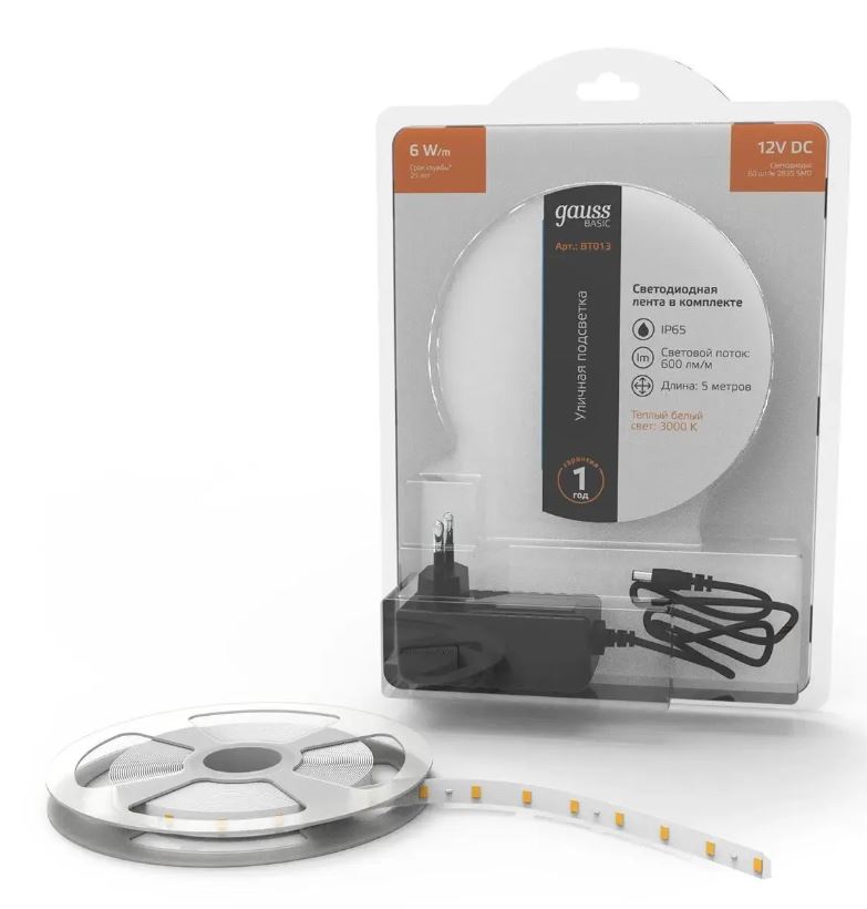 

Лента светодиодная Gauss BT013 Basic 5м, BT013
