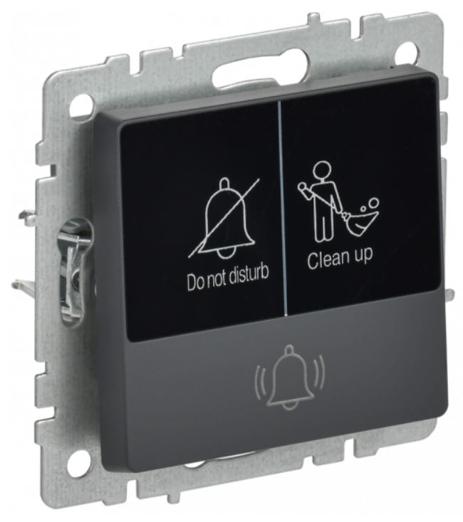 

Кнопка звонка IEK BR-V14-2-10-K53 BRITE с индикацией для отелей 10А ВС10-1-9-БрГ Графит, BR-V14-2-10-K53