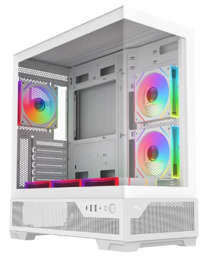Корпус ATX SAMA V43 без БП, боковая панель из закалённого стекла, 2*USB 3.0, USB 3.2 Type-C, белый