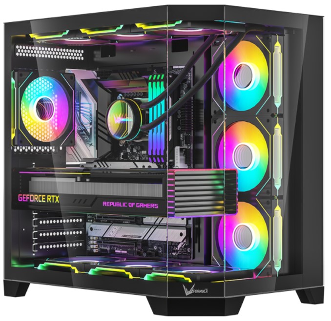 

Корпус ATX Formula V CRYSTAL Z6 FLOE без БП, боковая и фронтальная панель из закалённого стекла, 2*USB 3.0, USB 3.1, CRYSTAL Z6 FLOE